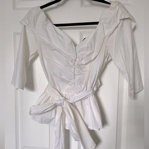 Zara Pleated Off Shoulder Top w Tie